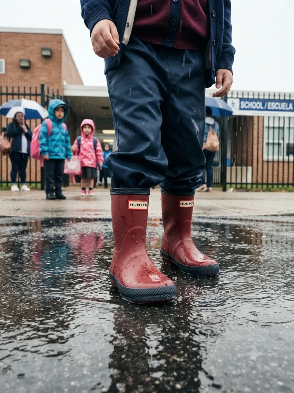 Hunter Kids Maroon Rain Boots with Navy Trim  Excellent condition size 9